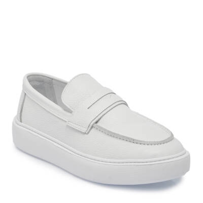  Beyaz Deri Erkek Loafer - E25I1AY57350-B69 - 1
