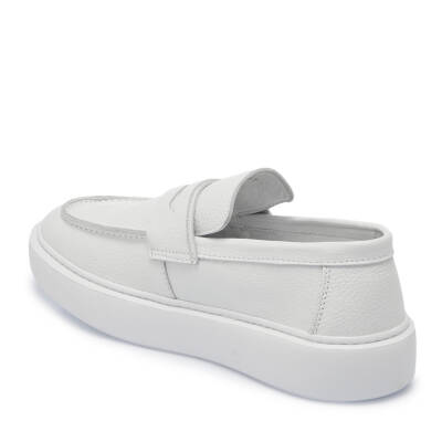  Beyaz Deri Erkek Loafer - E25I1AY57350-B69 - 2