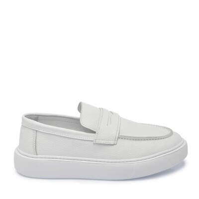  Beyaz Deri Erkek Loafer - E25I1AY57350-B69 - 3