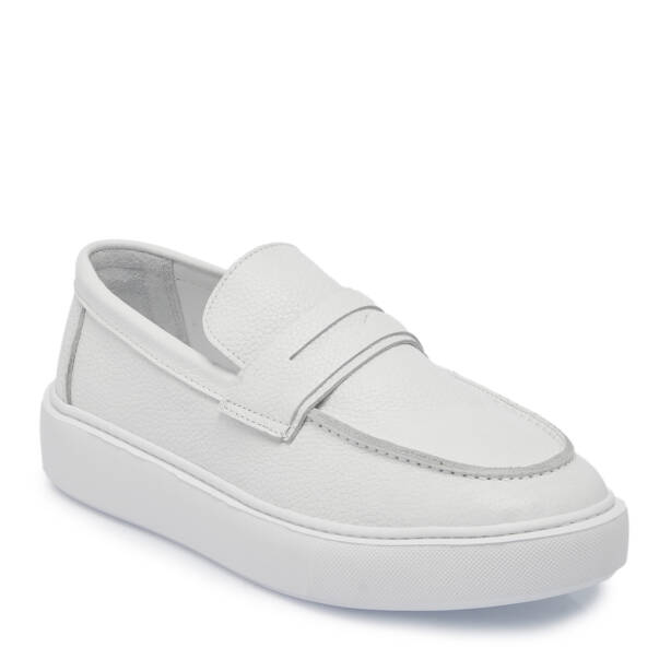 Beyaz Deri Erkek Loafer - E25S1AY57561-B69 