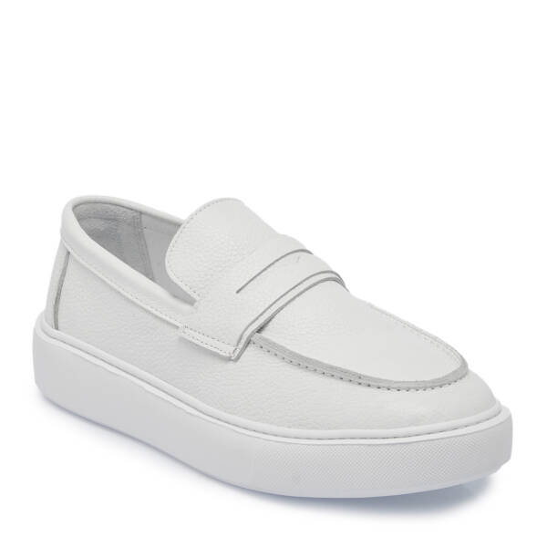 Beyaz Deri Erkek Loafer - E25S1AY57561-B69 - 1