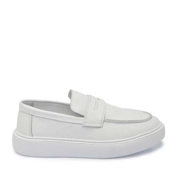 Beyaz Deri Erkek Loafer - E25S1AY57561-B69 - 3