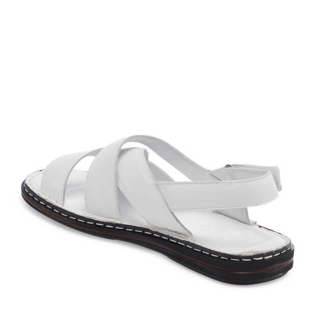 Beyaz Hakiki Deri Erkek Sandalet - E25Y1SN57149-A26 - 2