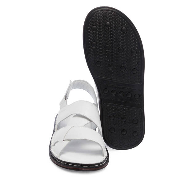 Beyaz Hakiki Deri Erkek Sandalet - E25Y1SN57149-A26 - 4