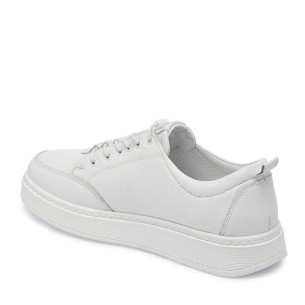 Beyaz Hakiki Deri Erkek Sneaker - E25I1AY57168-A26 - 3