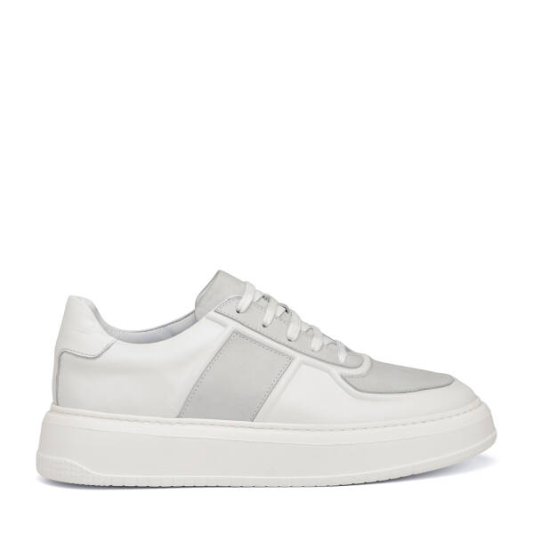 Beyaz Hakiki Deri Erkek Sneaker - E25I1AY57235-B32 - 1