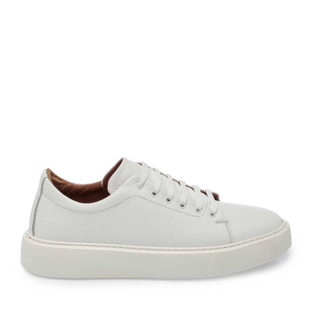 Beyaz Hakiki Deri Erkek Sneaker - E25I1AY57301-B69 - 3