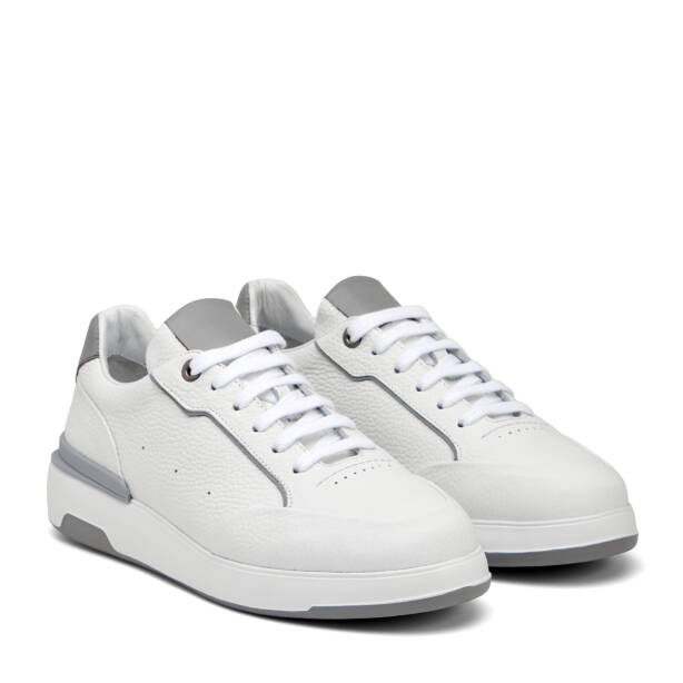 Beyaz Hakiki Deri Erkek Sneaker - E25I1AY57316-A26 - 2