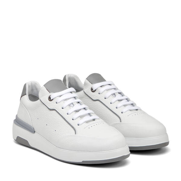 Beyaz Hakiki Deri Erkek Sneaker - E25I1AY57316-A26 - 2