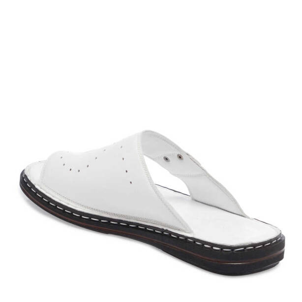 Beyaz Hakiki Deri Erkek Terlik - E24Y1TR56653-A26 - 3