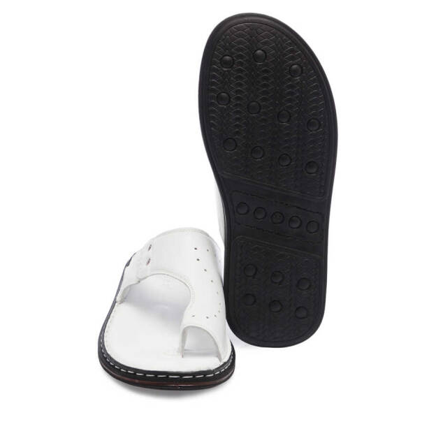 Beyaz Hakiki Deri Erkek Terlik - E24Y1TR56653-A26 - 4