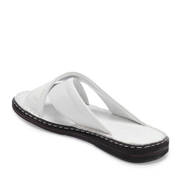 Beyaz Deri Erkek Terlik - E24Y1TR56654-A26 - Tergan