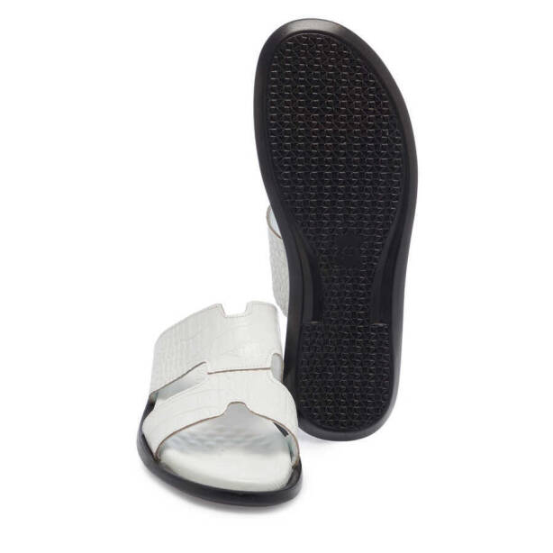 Beyaz Hakiki Deri Erkek Terlik - E24Y1TR56877-A26 - 4