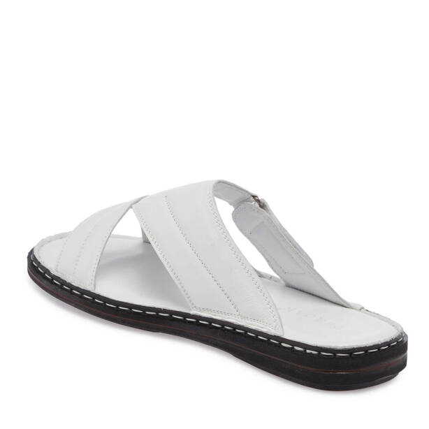 Beyaz Deri Erkek Terlik - E25Y1TR57148-A26 - Tergan