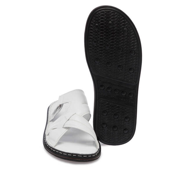 Beyaz Deri Erkek Terlik - E25Y1TR57148-A26 - Tergan