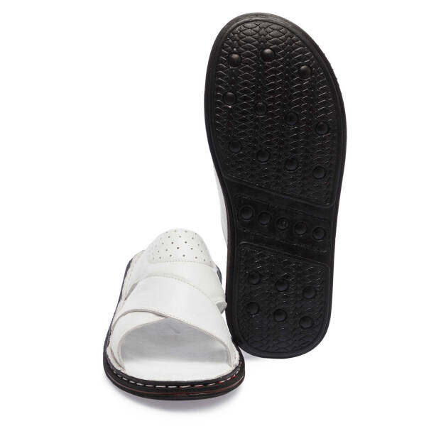 Beyaz Hakiki Deri Erkek Terlik - E25Y1TR57150-A26 - 4