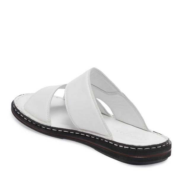 Beyaz Deri Erkek Terlik - E25Y1TR57153-A26 - Tergan