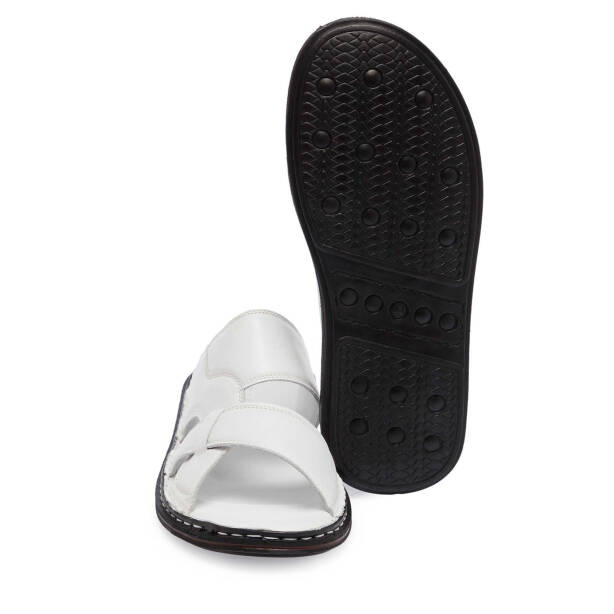 Beyaz Deri Erkek Terlik - E25Y1TR57153-A26 - Tergan