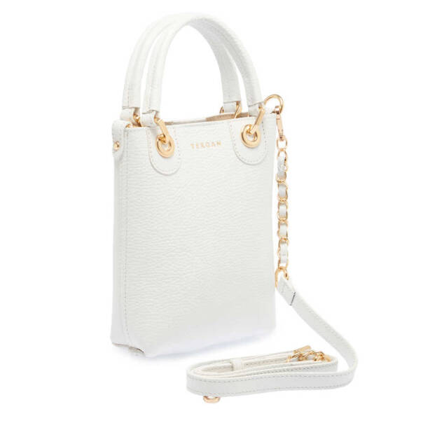 Beyaz Deri Kadın Çapraz Askılı Çanta - S23K1BC80095-B69 - 2