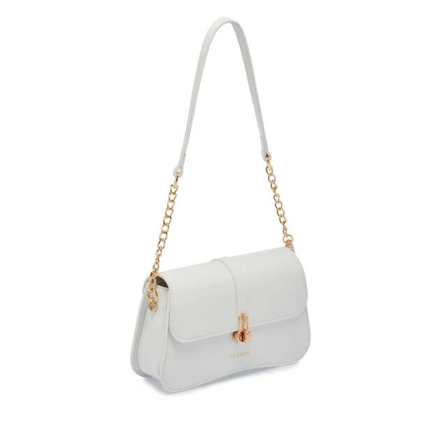 Beyaz Deri Kadın Çapraz Askılı Çanta - S24K1BC80221-B58 - 2