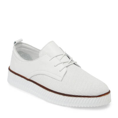  Beyaz Deri Kadın Casual Ayakkabı - K23I1AY66483-A26 