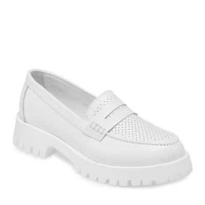  Beyaz Deri Kadın Casual Ayakkabı - K24I1AY67098-A26 