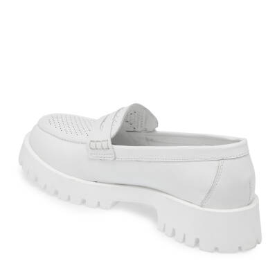  Beyaz Deri Kadın Casual Ayakkabı - K24I1AY67098-A26 - 2