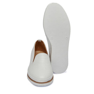  Beyaz Deri Kadın Casual Ayakkabı - K24I1AY67113-A26 - 4
