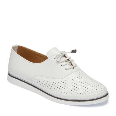  Beyaz Deri Kadın Casual Ayakkabı - K24I1AY67114-A26 - 1