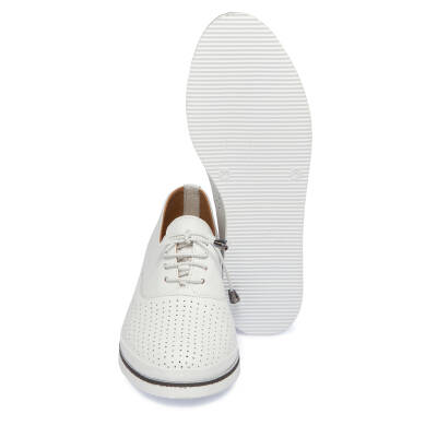  Beyaz Deri Kadın Casual Ayakkabı - K24I1AY67114-A26 - 4