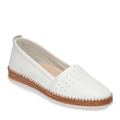  Beyaz Deri Kadın Casual Ayakkabı - K24I1AY67225-A26 