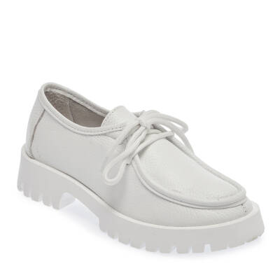  Beyaz Deri Kadın Casual Ayakkabı - K24I1AY67315-B69 