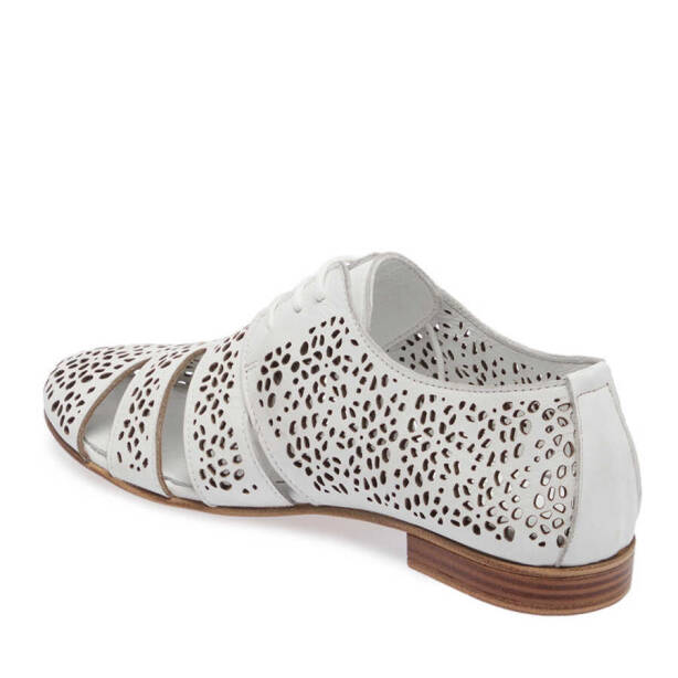 Beyaz Hakiki Deri Kadın Casual Ayakkabı - K24I1AY67323-A26 - Tergan