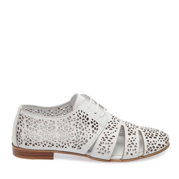 Beyaz Hakiki Deri Kadın Casual Ayakkabı - K24I1AY67323-A26 - Tergan