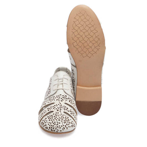 Beyaz Hakiki Deri Kadın Casual Ayakkabı - K24I1AY67323-A26 - Tergan
