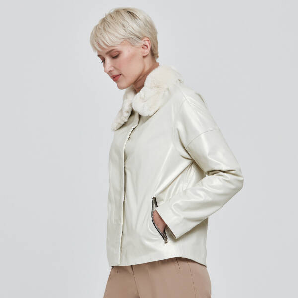 Beyaz Deri Kadın Deri Mont - K23BDM320372-R5Q - 2