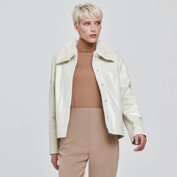 Beyaz Deri Kadın Deri Mont - K23BDM320372-R5Q - 3