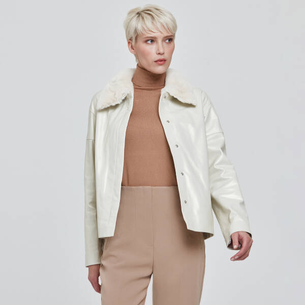 Beyaz Deri Kadın Deri Mont - K23BDM320372-R5Q - 3