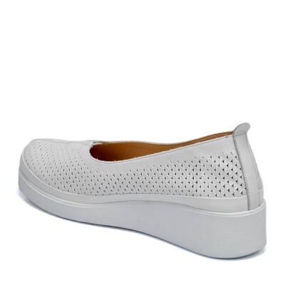  Beyaz Deri Kadın Dolgu Topuklu Ayakkabı - K23I1AY66639-A26 - 2