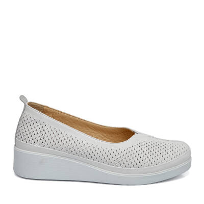  Beyaz Deri Kadın Dolgu Topuklu Ayakkabı - K23I1AY66639-A26 - 3