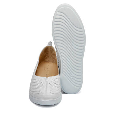  Beyaz Deri Kadın Dolgu Topuklu Ayakkabı - K23I1AY66639-A26 - 4