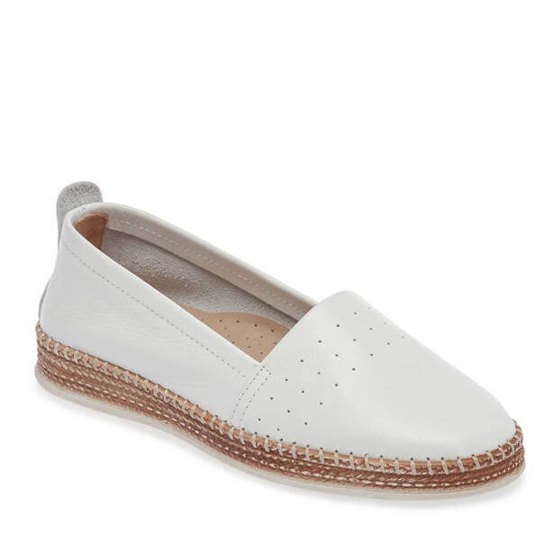 Beyaz Hakiki Deri Kadın Espadril - K25I1AY67915-A26 - Tergan
