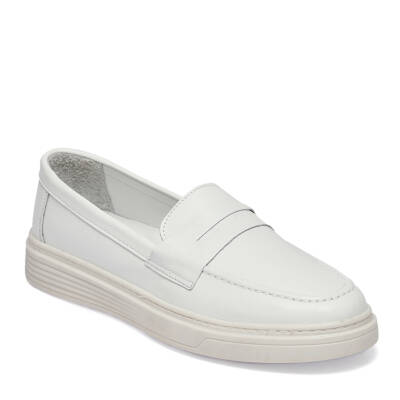 Beyaz Deri Kadın Loafer - K24I1AY67095-A26 - 1