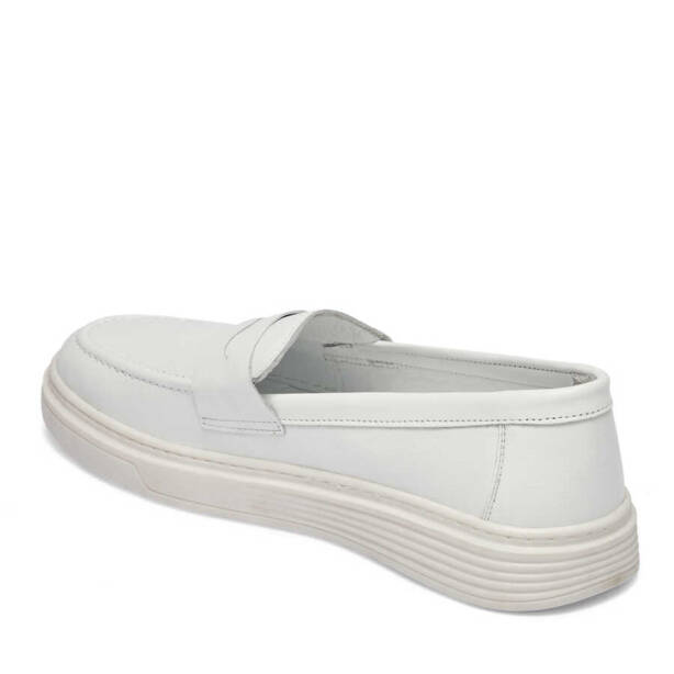 Beyaz Deri Kadın Loafer - K24I1AY67095-A26 - 2