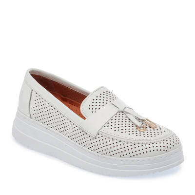  Beyaz Deri Kadın Loafer - K24I1AY67152-A26 