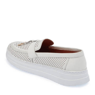  Beyaz Deri Kadın Loafer - K24I1AY67152-A26 - 2