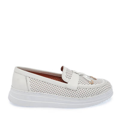  Beyaz Deri Kadın Loafer - K24I1AY67152-A26 - 3