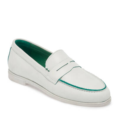 Beyaz Deri Kadın Loafer - K24I1AY67366-A26 