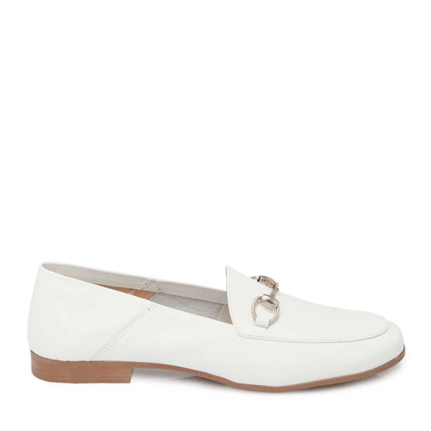 Beyaz Hakiki Deri Kadın Loafer - K25I1AY67760-A26 - 1