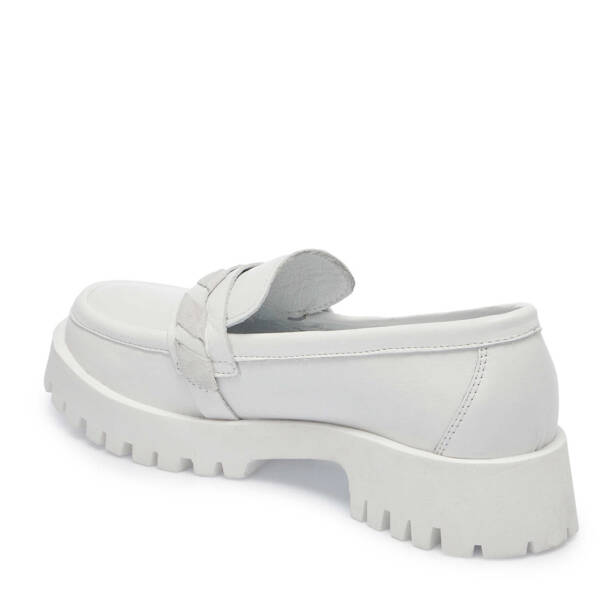 Beyaz Hakiki Deri Kadın Loafer - K25I1AY67823-A26 - 2